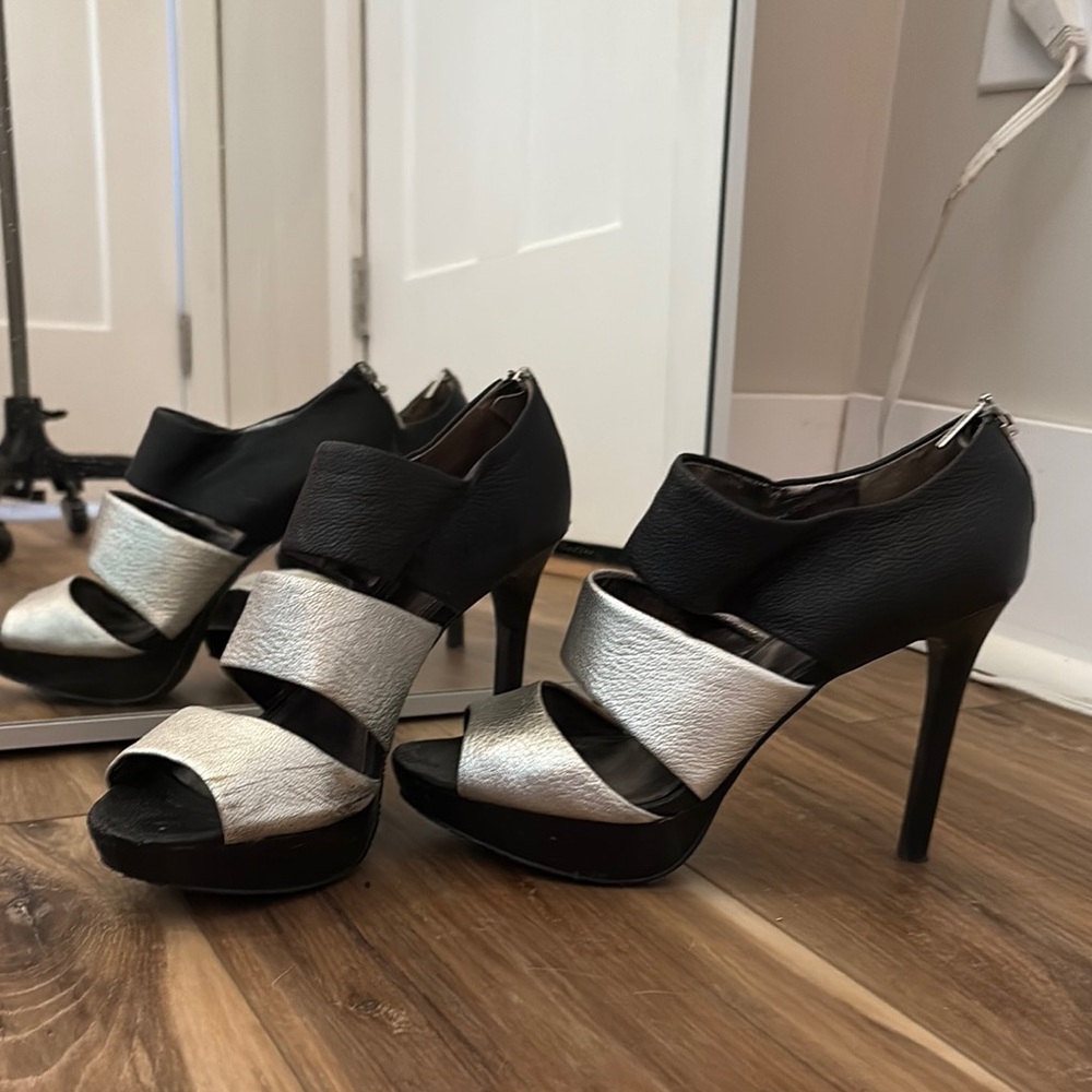 🔴 SOLD 🔴 Calvin Klein Black and Silver Women's Sandal Heels